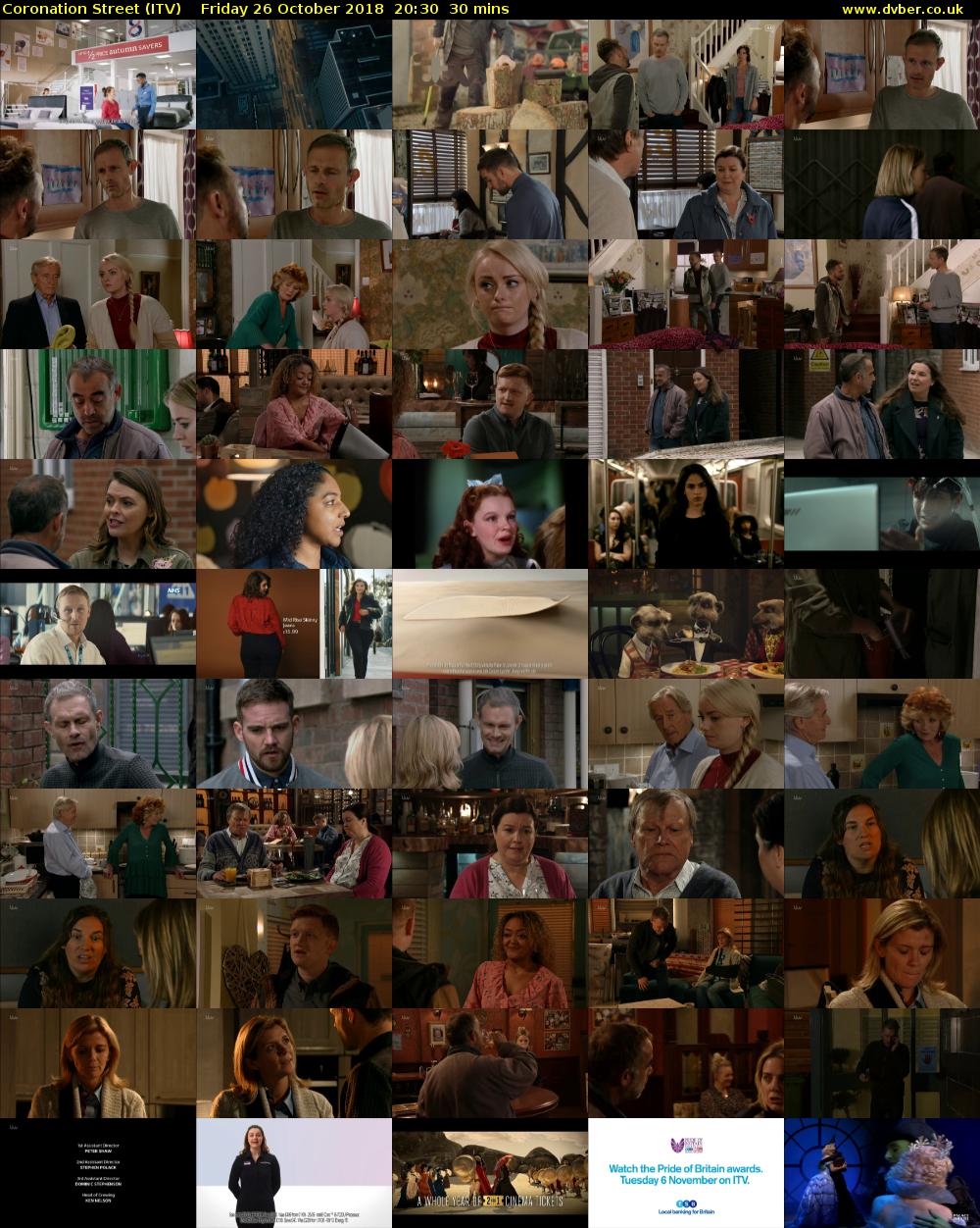 Coronation Street (ITV) Friday 26 October 2018 20:30 - 21:00