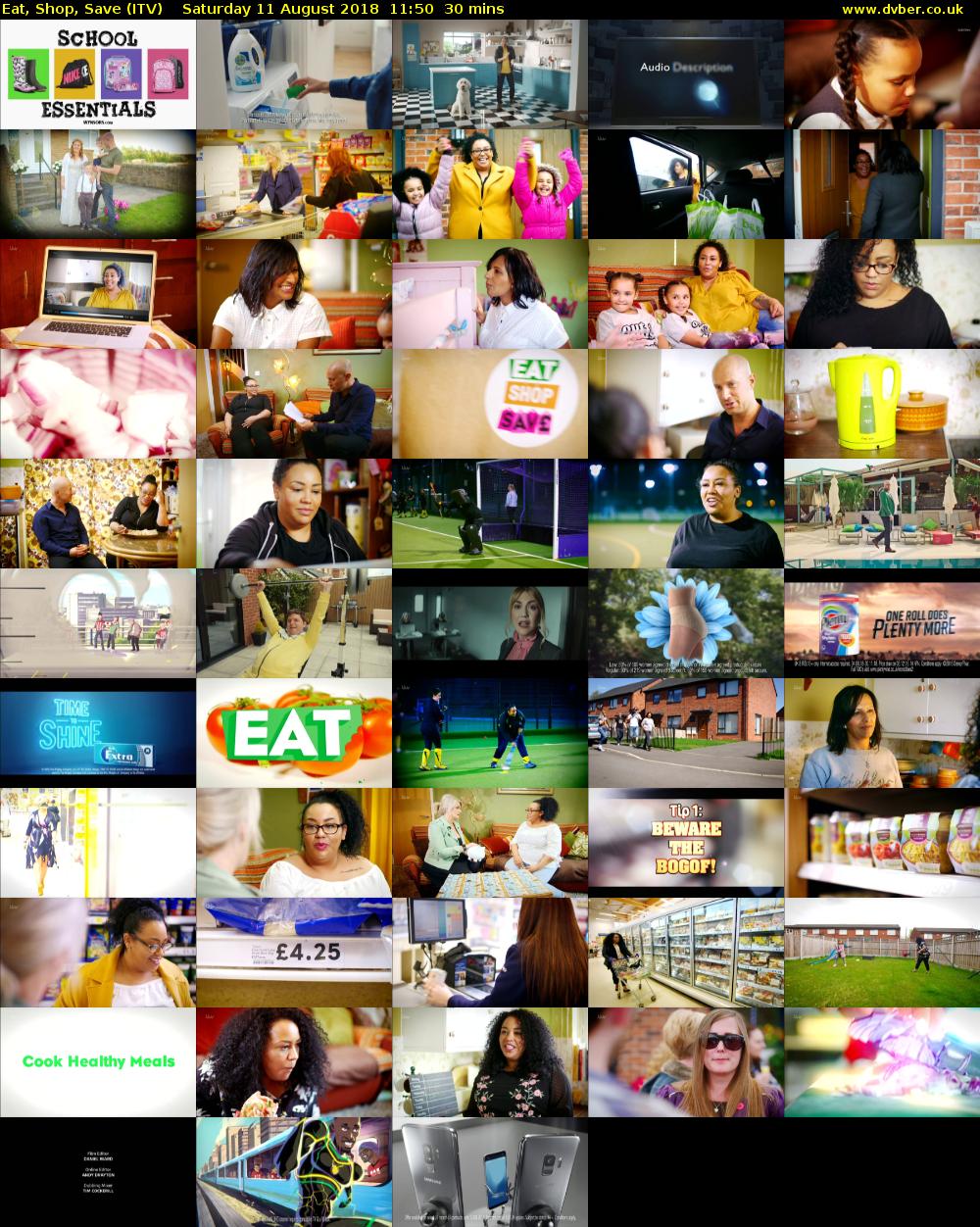 Eat, Shop, Save (ITV) Saturday 11 August 2018 11:50 - 12:20