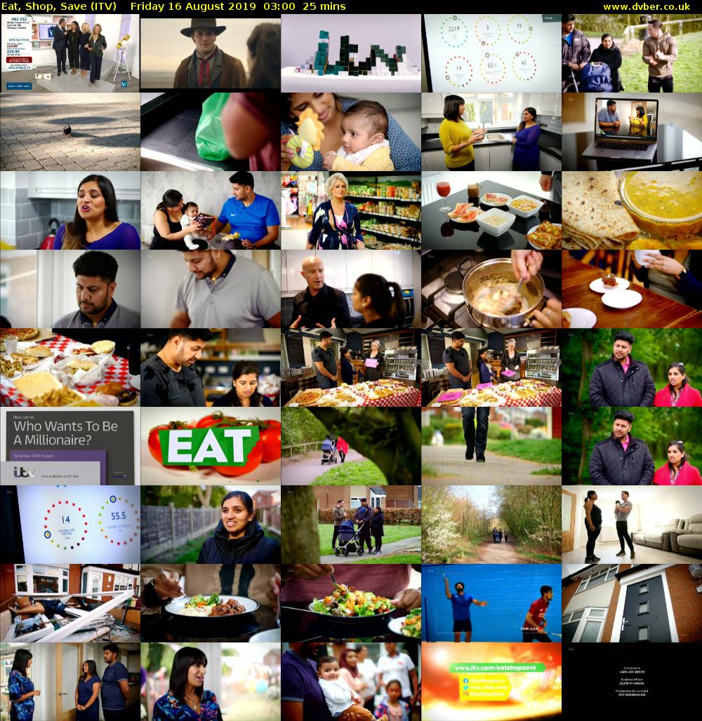 Eat, Shop, Save (ITV) Friday 16 August 2019 03:00 - 03:25