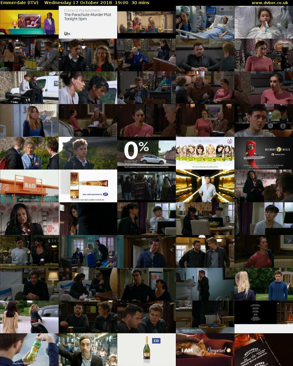 Emmerdale (ITV) Wednesday 17 October 2018 19:00 - 19:30