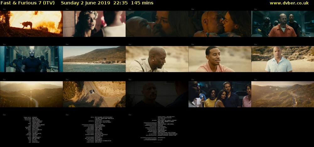 Fast & Furious 7 (ITV) Sunday 2 June 2019 22:35 - 01:00