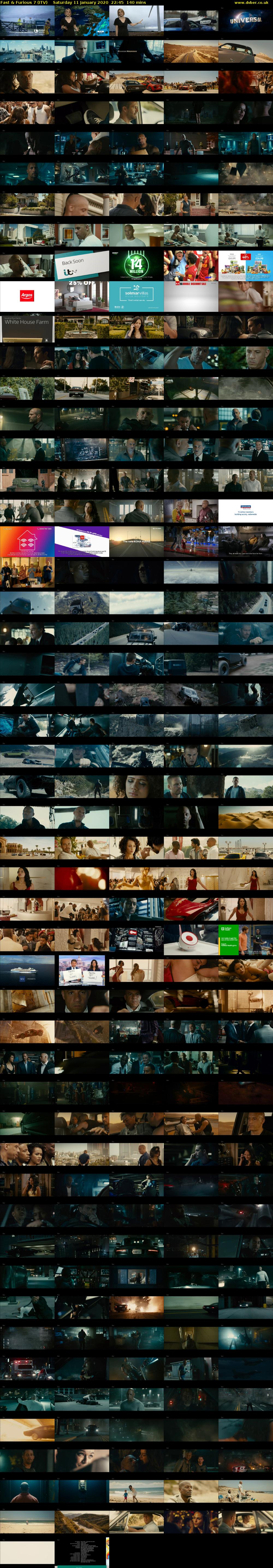 Fast & Furious 7 (ITV) Saturday 11 January 2020 22:45 - 01:05