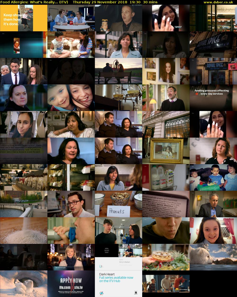 Food Allergies: What's Really... (ITV) Thursday 29 November 2018 19:30 - 20:00