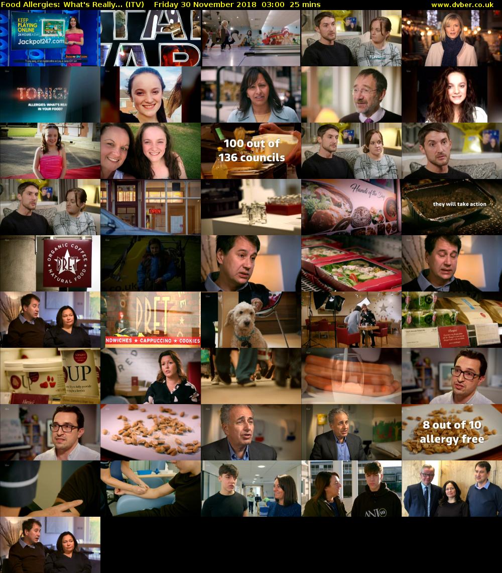Food Allergies: What's Really... (ITV) Friday 30 November 2018 03:00 - 03:25