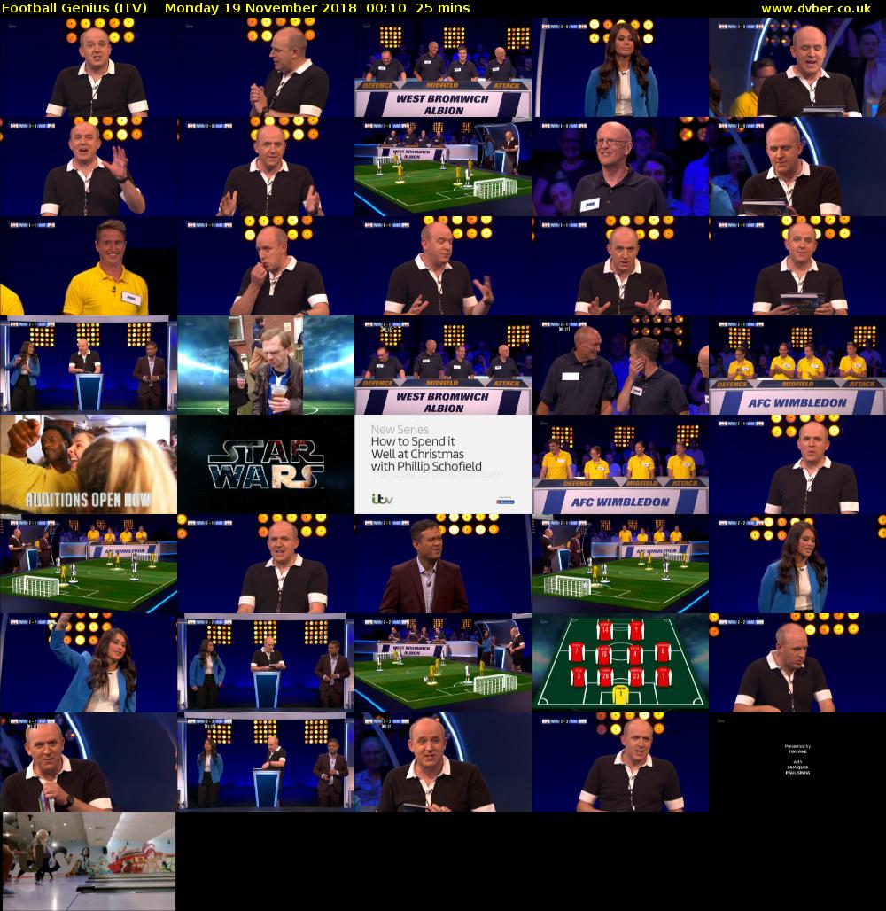 Football Genius (ITV) Monday 19 November 2018 00:10 - 00:35