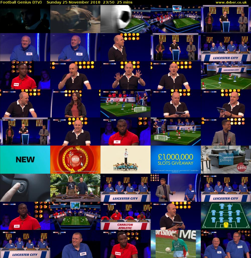 Football Genius (ITV) Sunday 25 November 2018 23:50 - 00:15