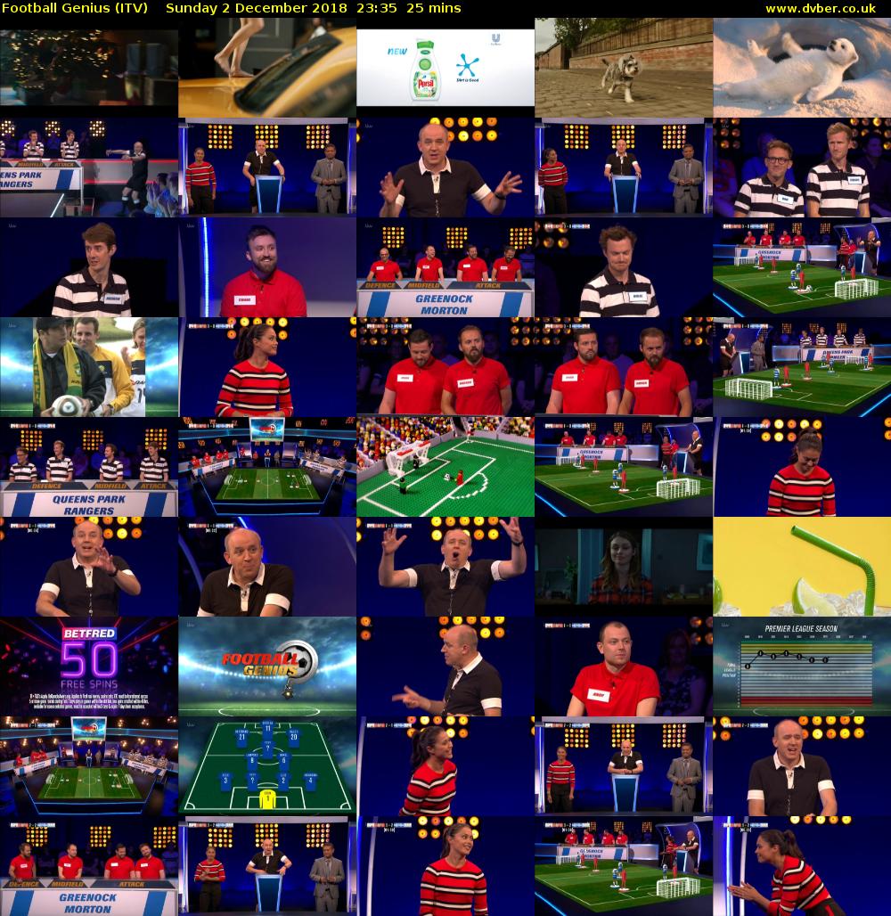 Football Genius (ITV) Sunday 2 December 2018 23:35 - 00:00