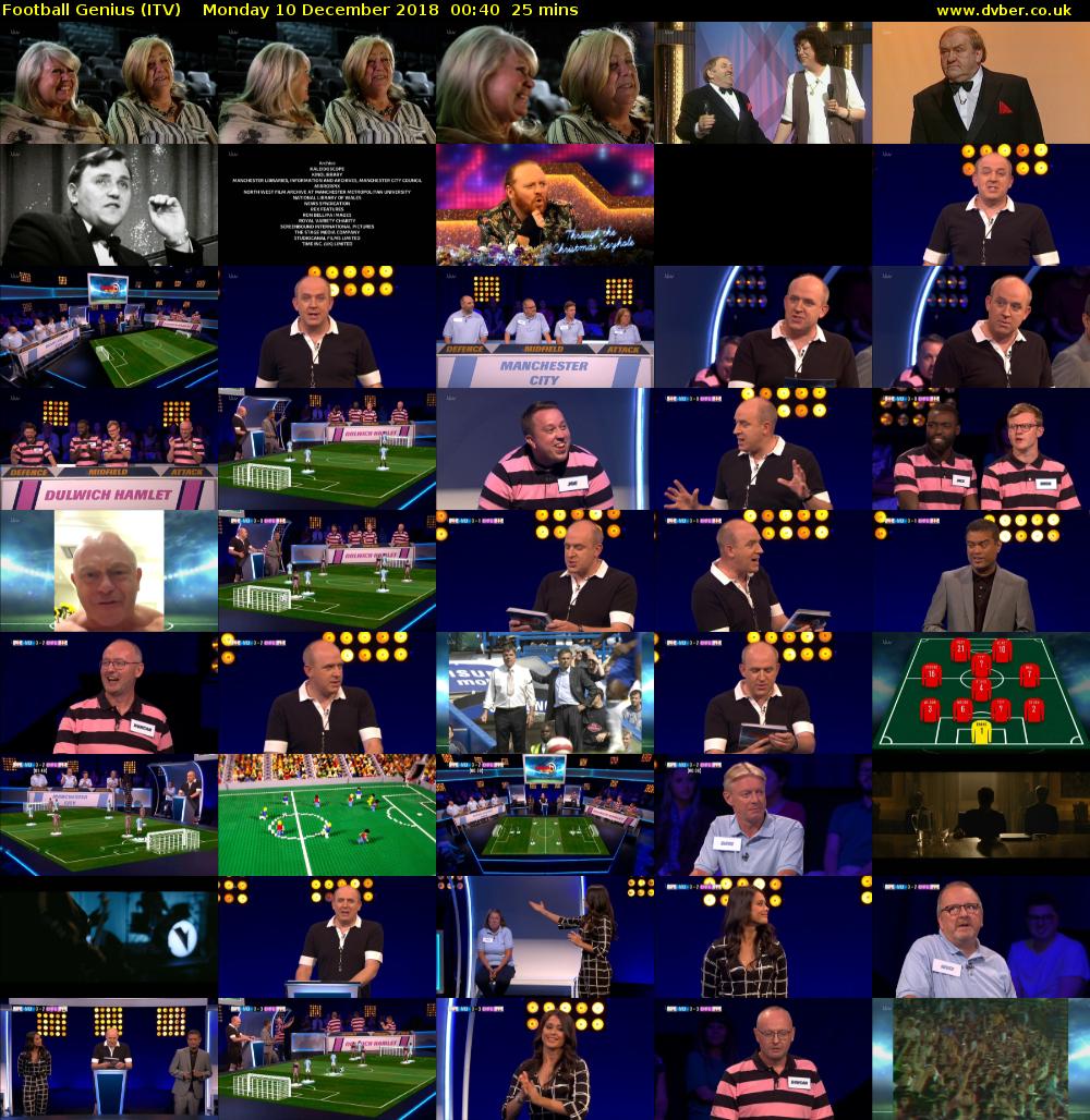 Football Genius (ITV) Monday 10 December 2018 00:40 - 01:05