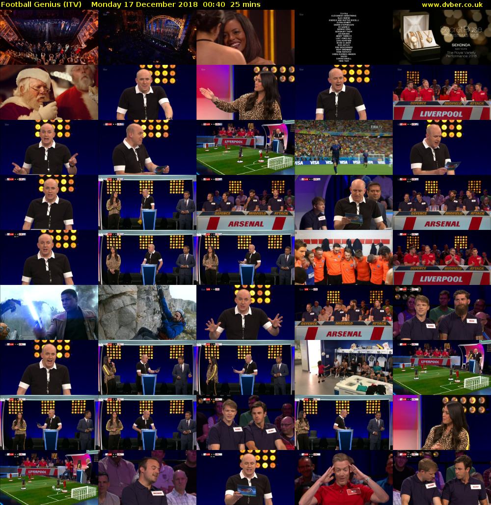 Football Genius (ITV) Monday 17 December 2018 00:40 - 01:05