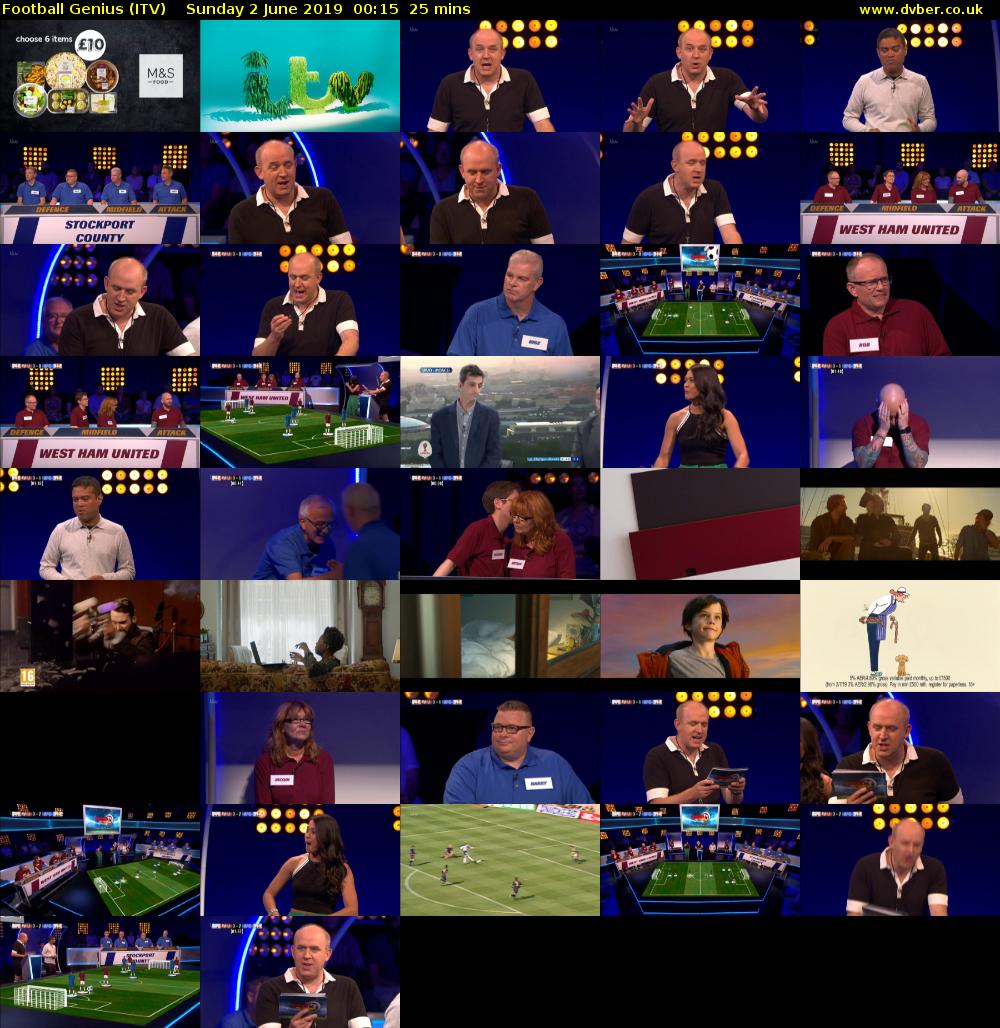 Football Genius (ITV) Sunday 2 June 2019 00:15 - 00:40