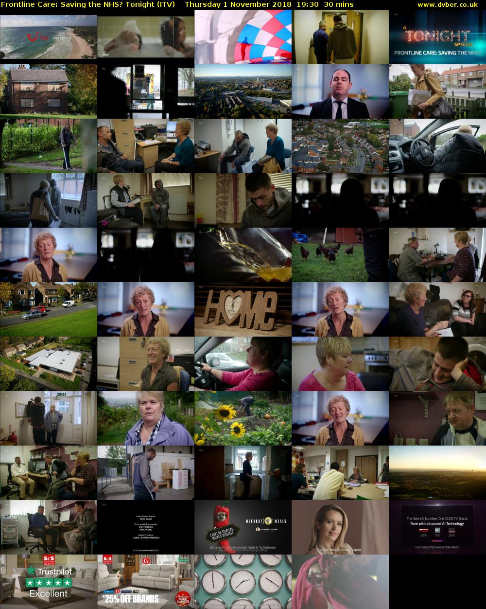 Frontline Care: Saving the NHS? Tonight (ITV) Thursday 1 November 2018 19:30 - 20:00