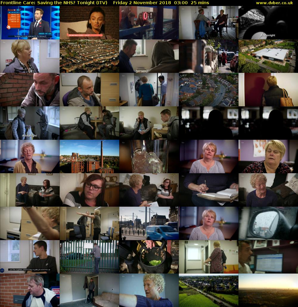 Frontline Care: Saving the NHS? Tonight (ITV) Friday 2 November 2018 03:00 - 03:25