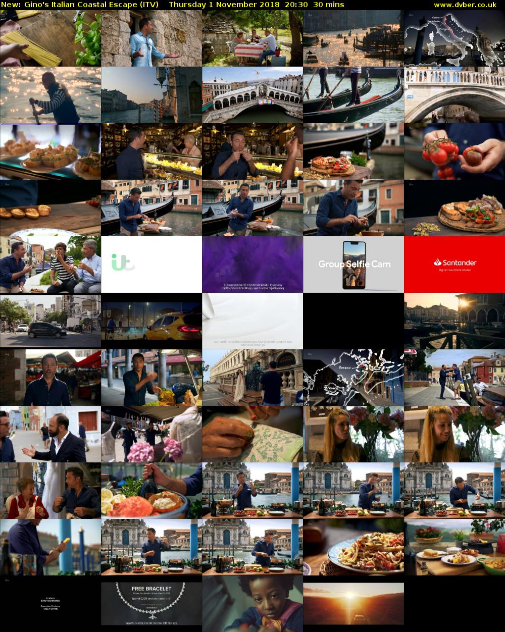 Gino's Italian Coastal Escape (ITV) Thursday 1 November 2018 20:30 - 21:00