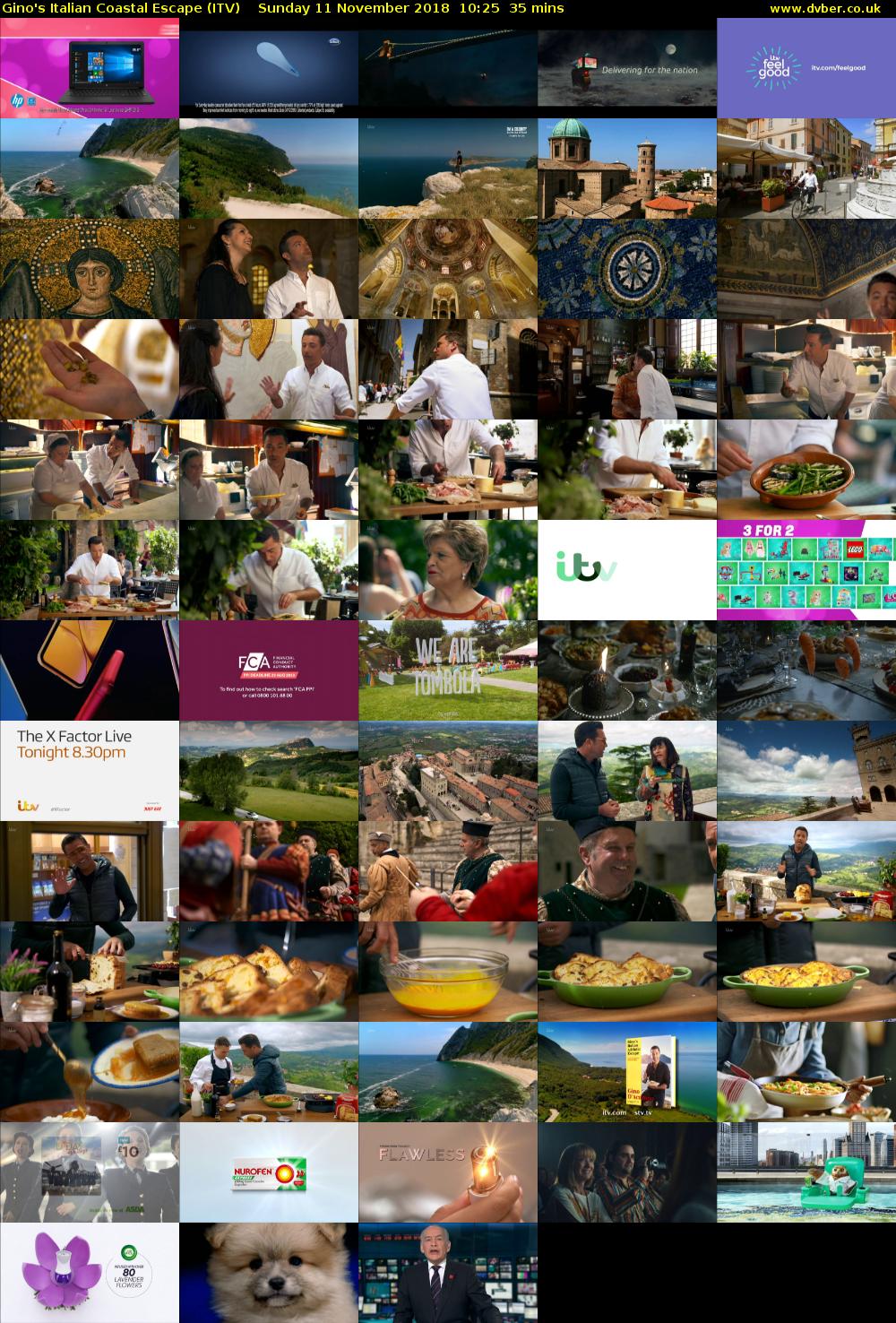 Gino's Italian Coastal Escape (ITV) Sunday 11 November 2018 10:25 - 11:00