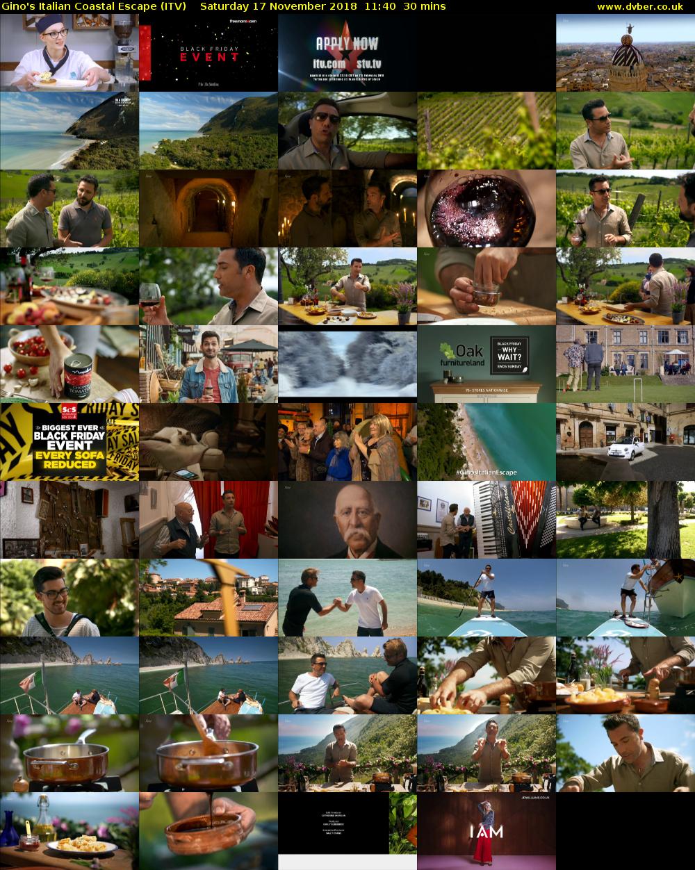 Gino's Italian Coastal Escape (ITV) Saturday 17 November 2018 11:40 - 12:10