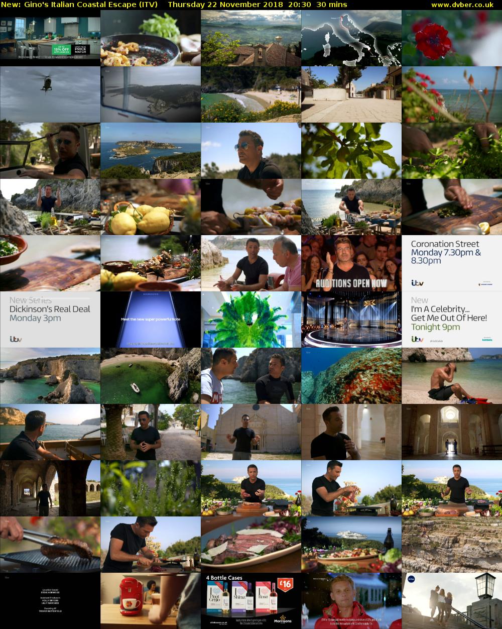 Gino's Italian Coastal Escape (ITV) Thursday 22 November 2018 20:30 - 21:00