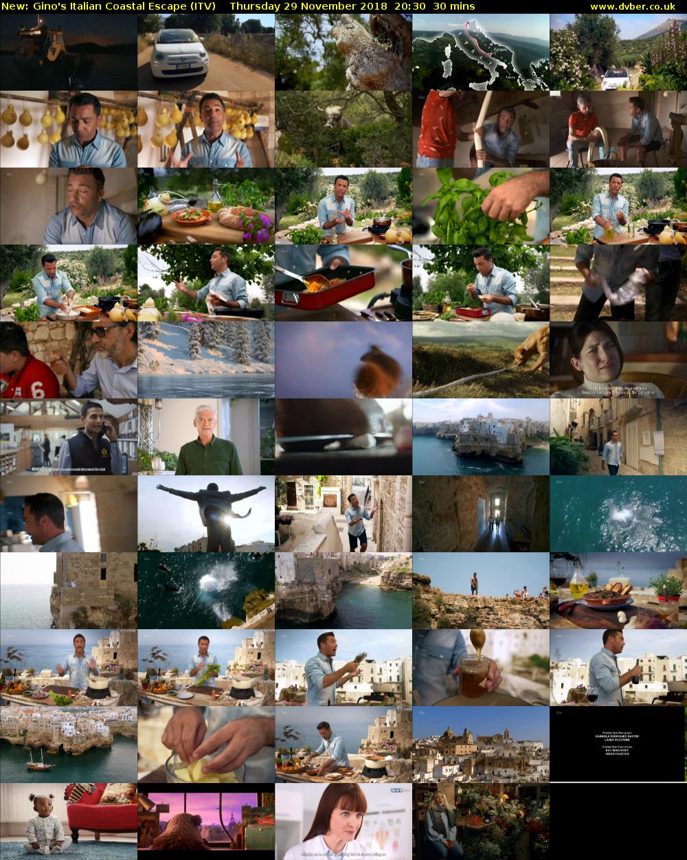 Gino's Italian Coastal Escape (ITV) Thursday 29 November 2018 20:30 - 21:00