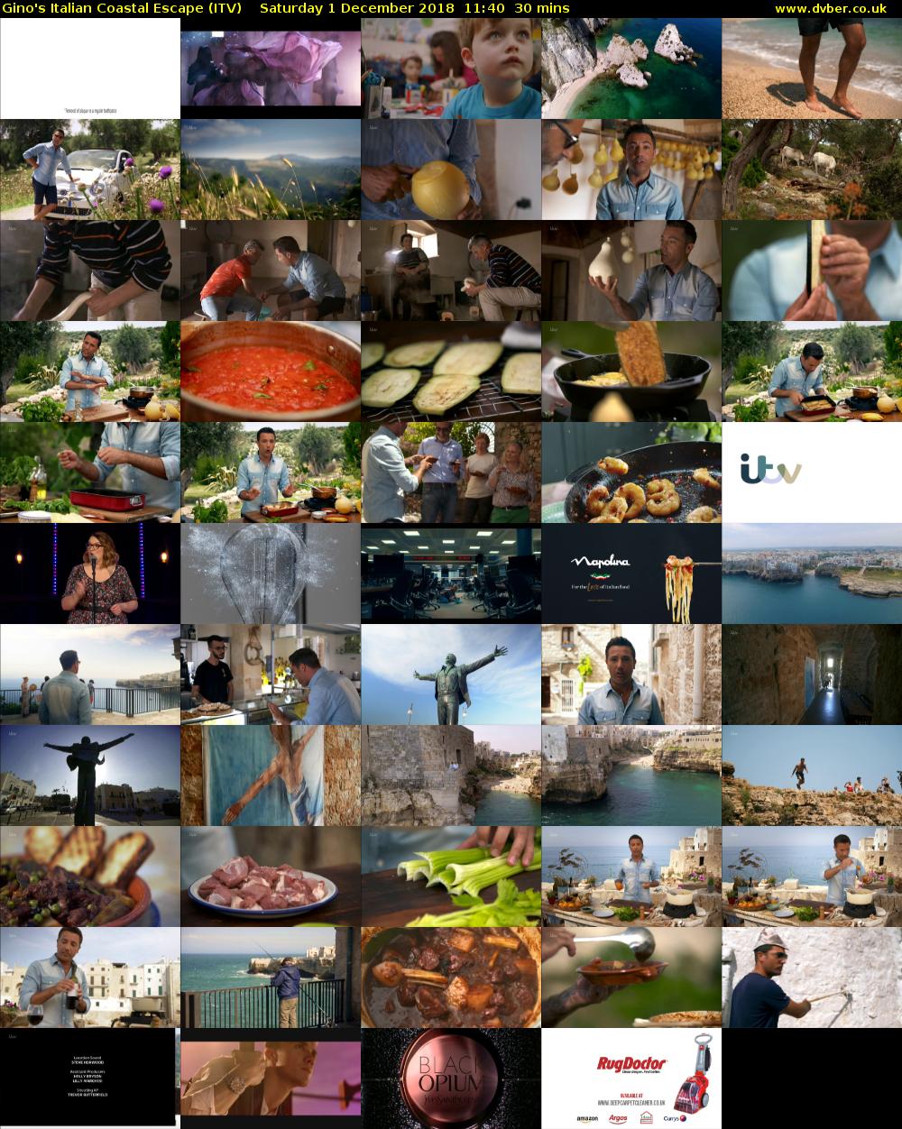 Gino's Italian Coastal Escape (ITV) Saturday 1 December 2018 11:40 - 12:10