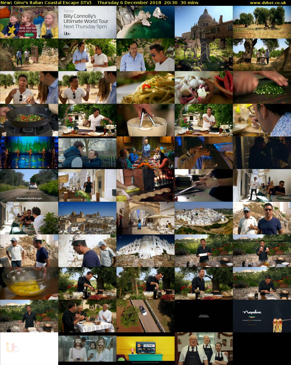 Gino's Italian Coastal Escape (ITV) Thursday 6 December 2018 20:30 - 21:00