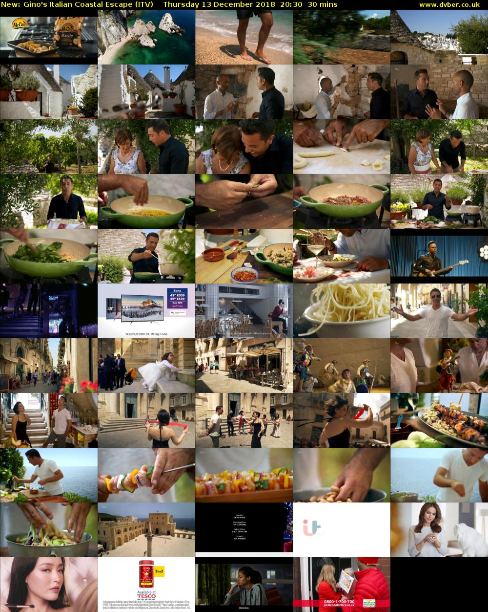 Gino's Italian Coastal Escape (ITV) Thursday 13 December 2018 20:30 - 21:00