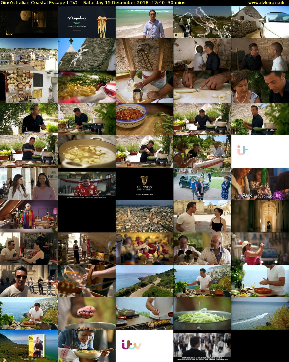 Gino's Italian Coastal Escape (ITV) Saturday 15 December 2018 12:40 - 13:10