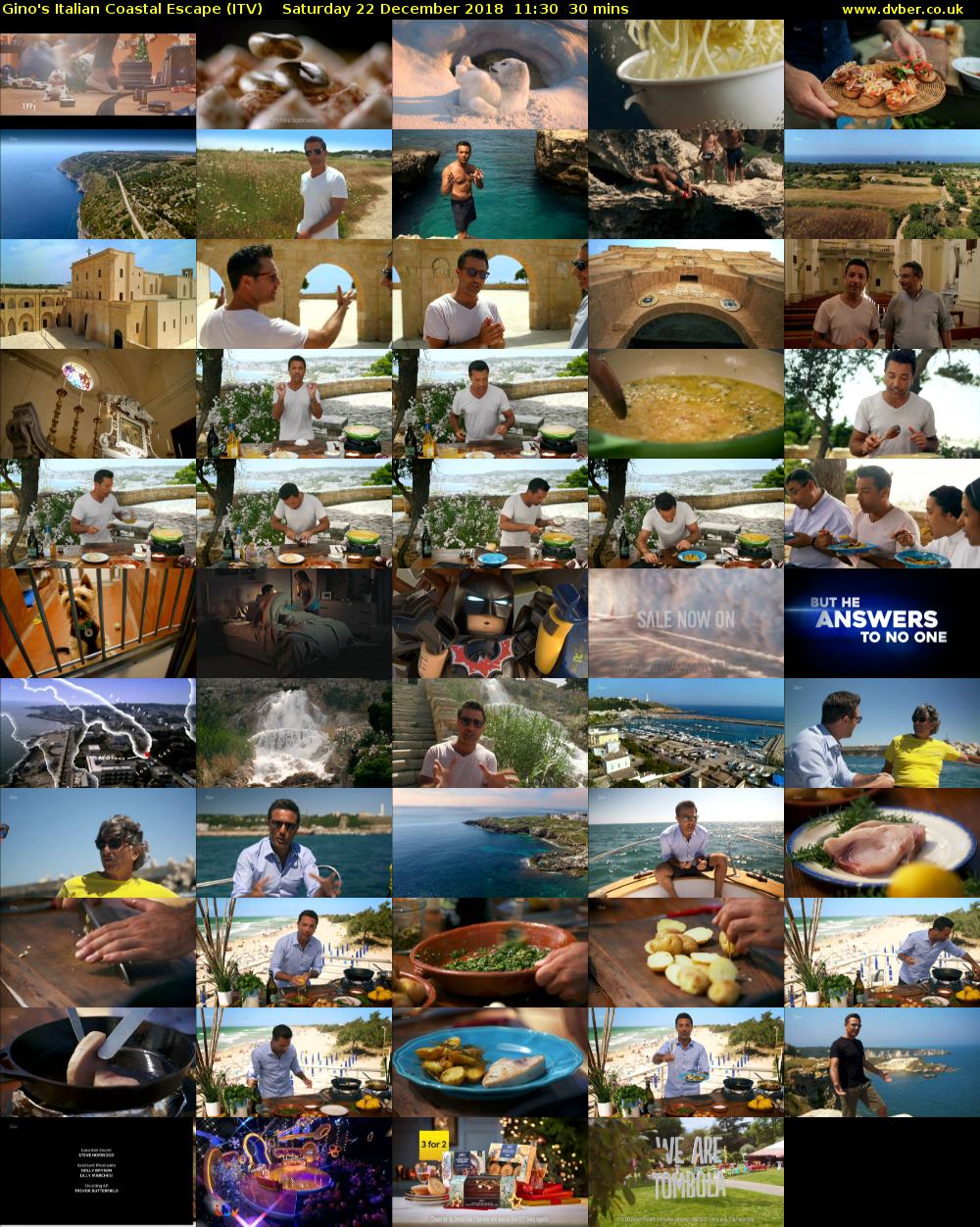 Gino's Italian Coastal Escape (ITV) Saturday 22 December 2018 11:30 - 12:00