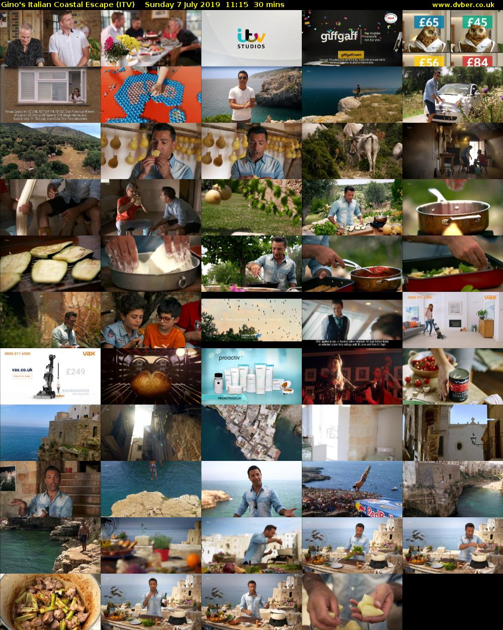 Gino's Italian Coastal Escape (ITV) Sunday 7 July 2019 11:15 - 11:45