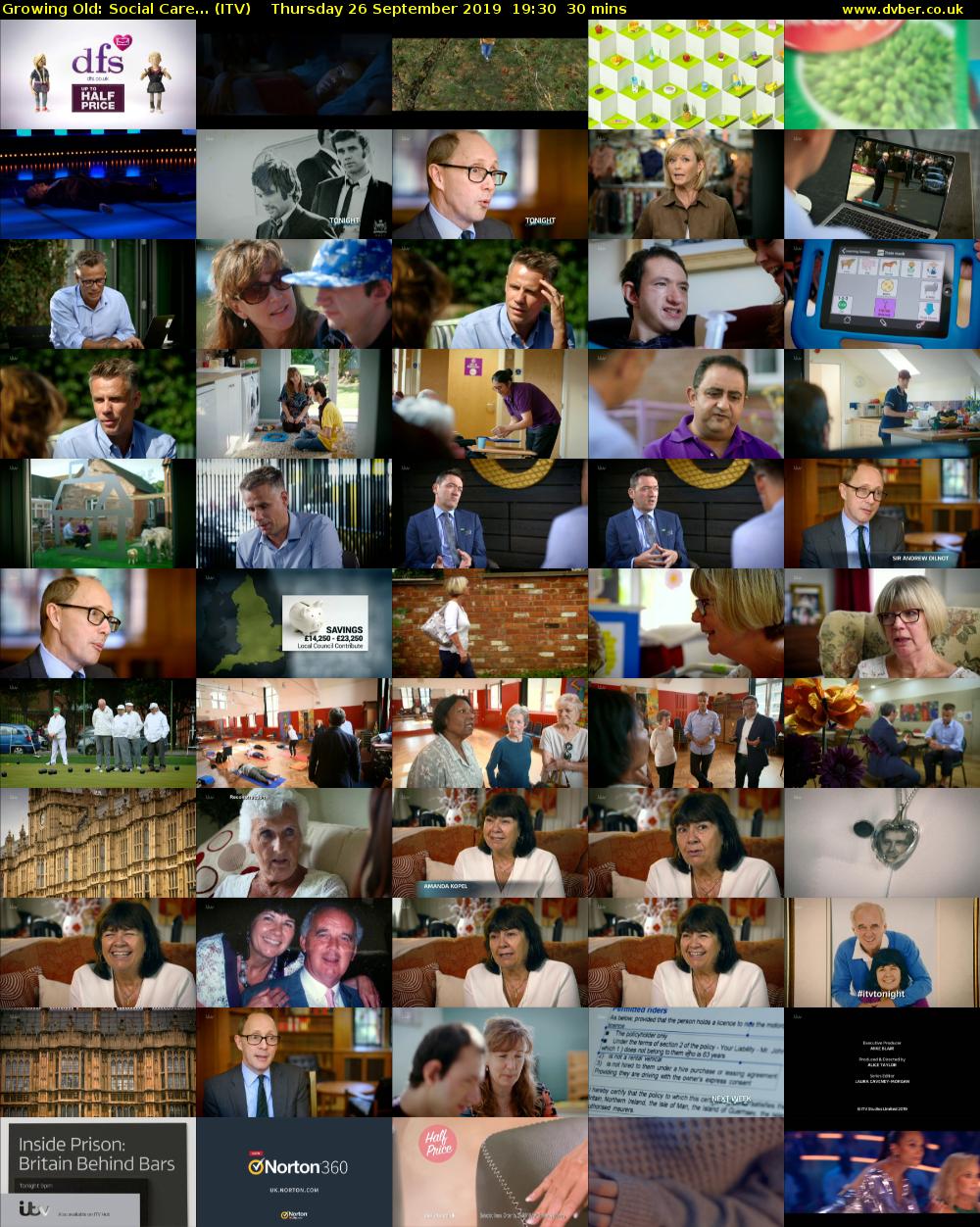 Growing Old: Social Care... (ITV) Thursday 26 September 2019 19:30 - 20:00