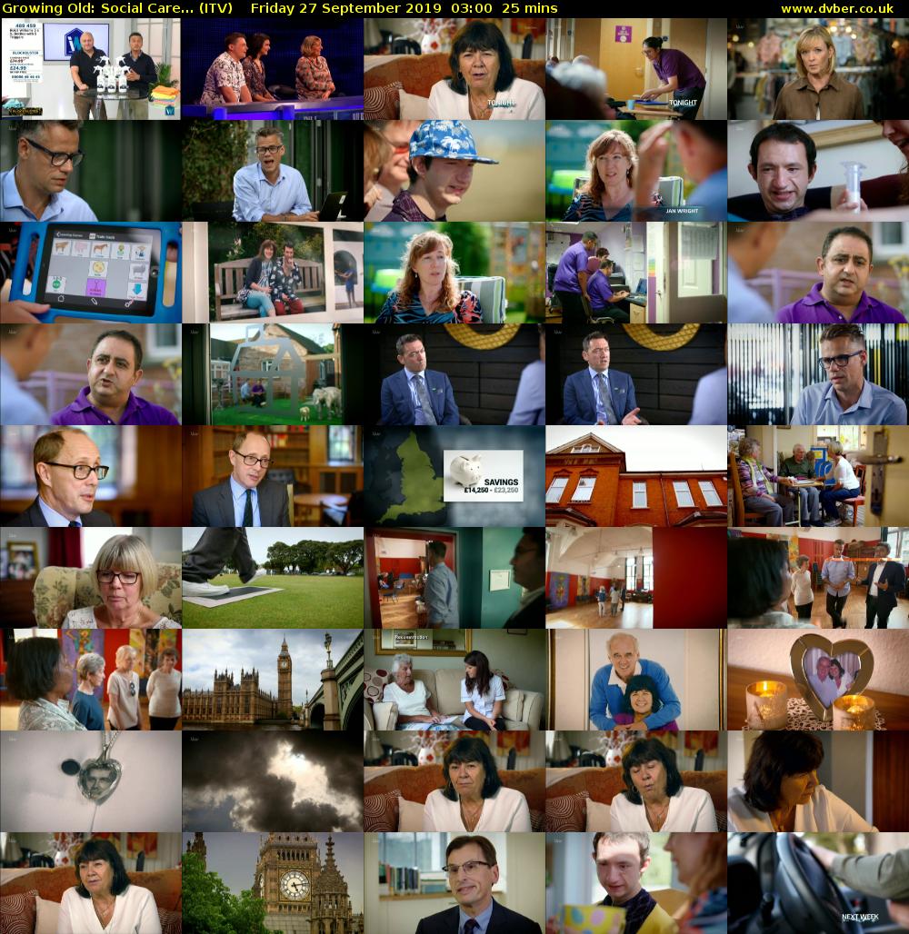 Growing Old: Social Care... (ITV) Friday 27 September 2019 03:00 - 03:25