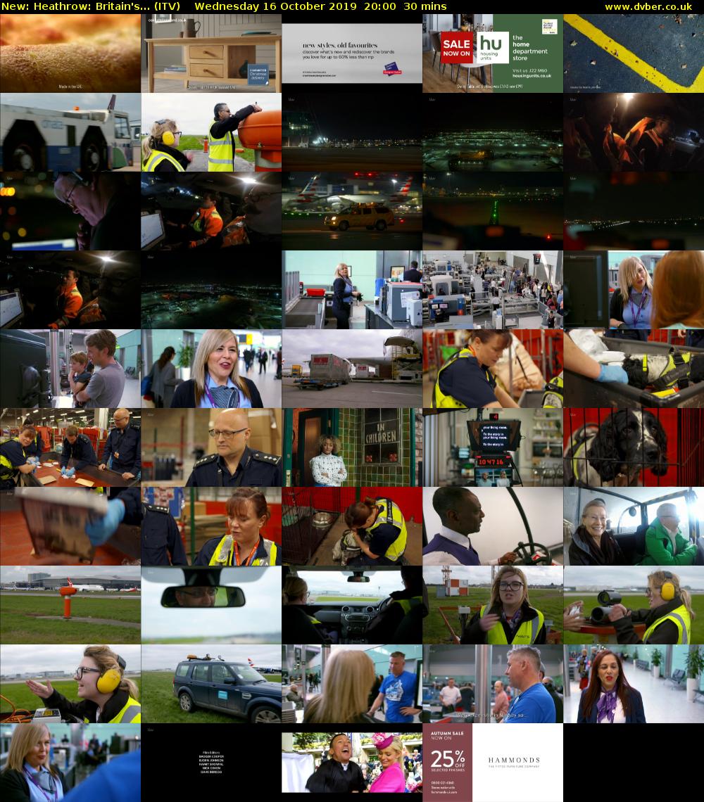 Heathrow: Britain's... (ITV) Wednesday 16 October 2019 20:00 - 20:30