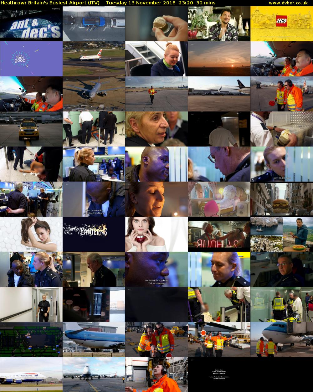 Heathrow: Britain's Busiest Airport (ITV) Tuesday 13 November 2018 23:20 - 23:50