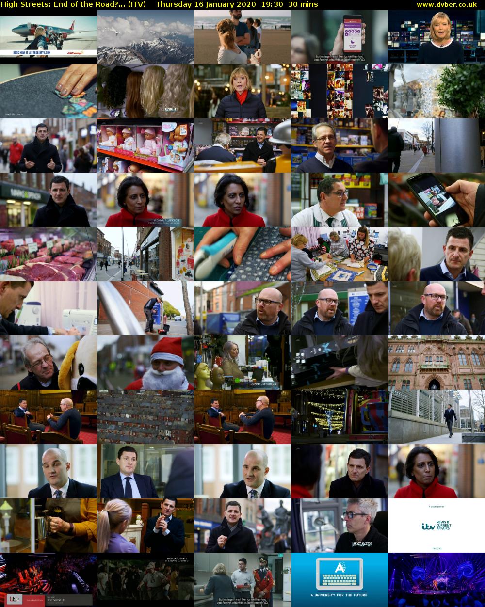 High Streets: End of the Road?... (ITV) Thursday 16 January 2020 19:30 - 20:00