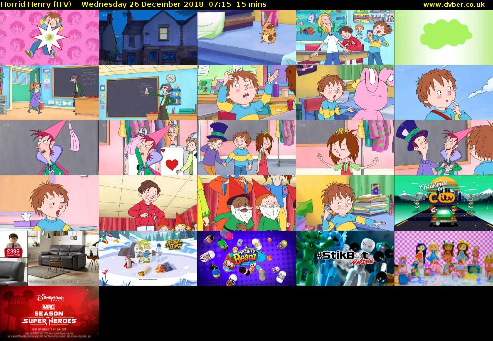Horrid Henry (ITV) Wednesday 26 December 2018 07:15 - 07:30