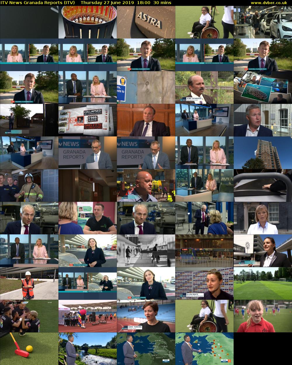 ITV News Granada Reports (ITV) Thursday 27 June 2019 18:00 - 18:30