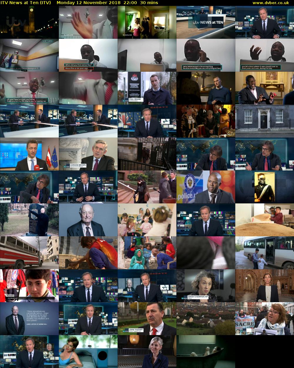 ITV News at Ten (ITV) Monday 12 November 2018 22:00 - 22:30