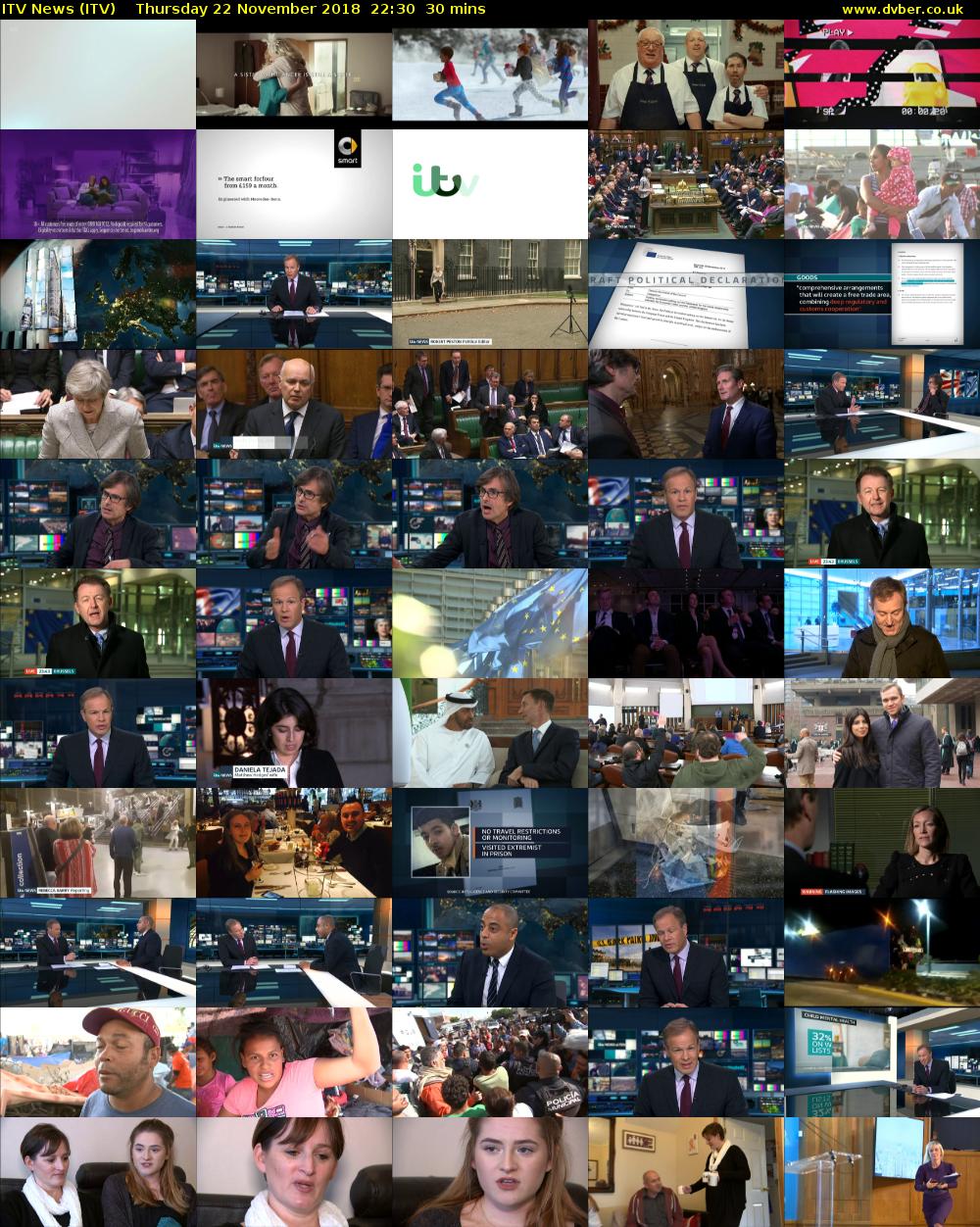 ITV News (ITV) Thursday 22 November 2018 22:30 - 23:00