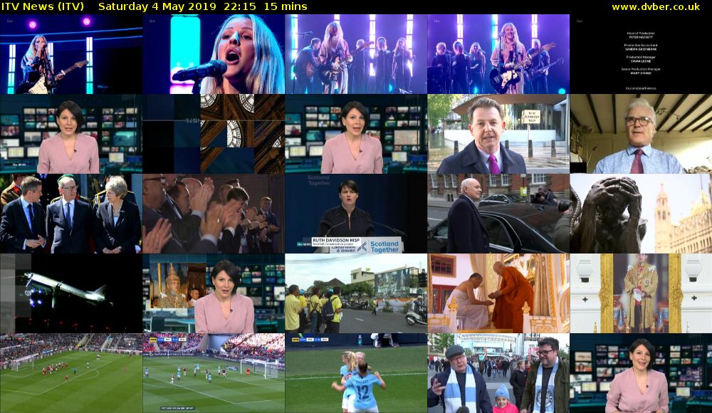 ITV News (ITV) Saturday 4 May 2019 22:15 - 22:30