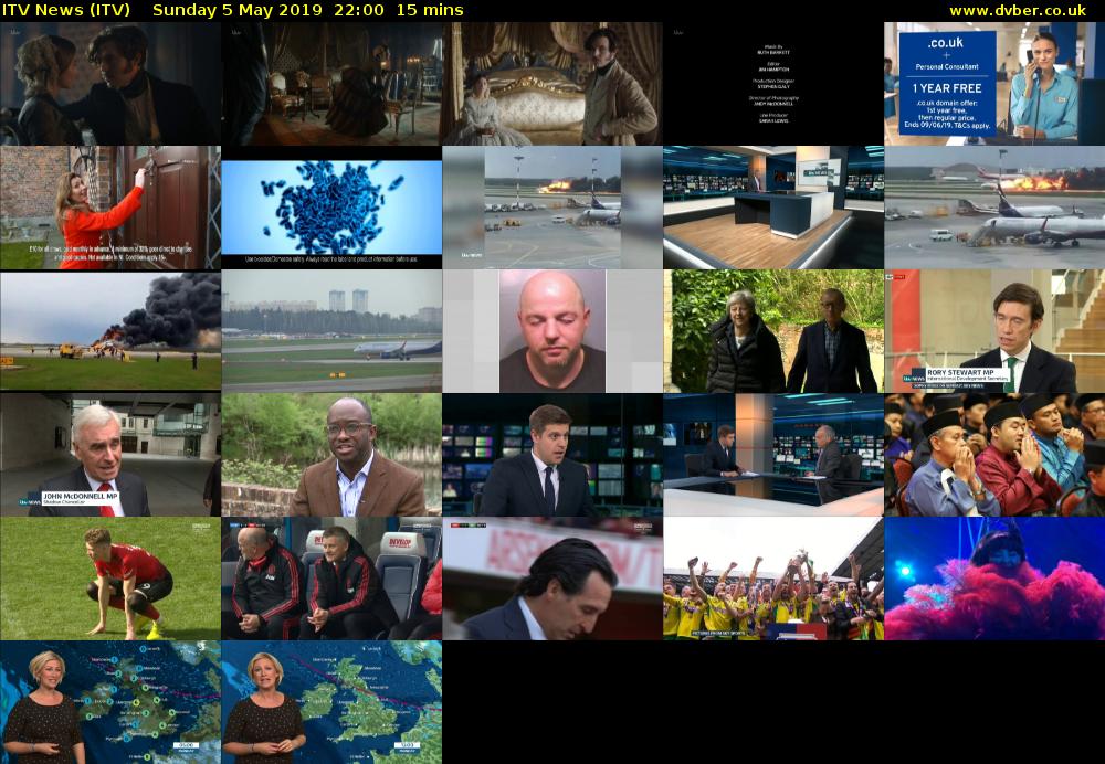 ITV News (ITV) Sunday 5 May 2019 22:00 - 22:15