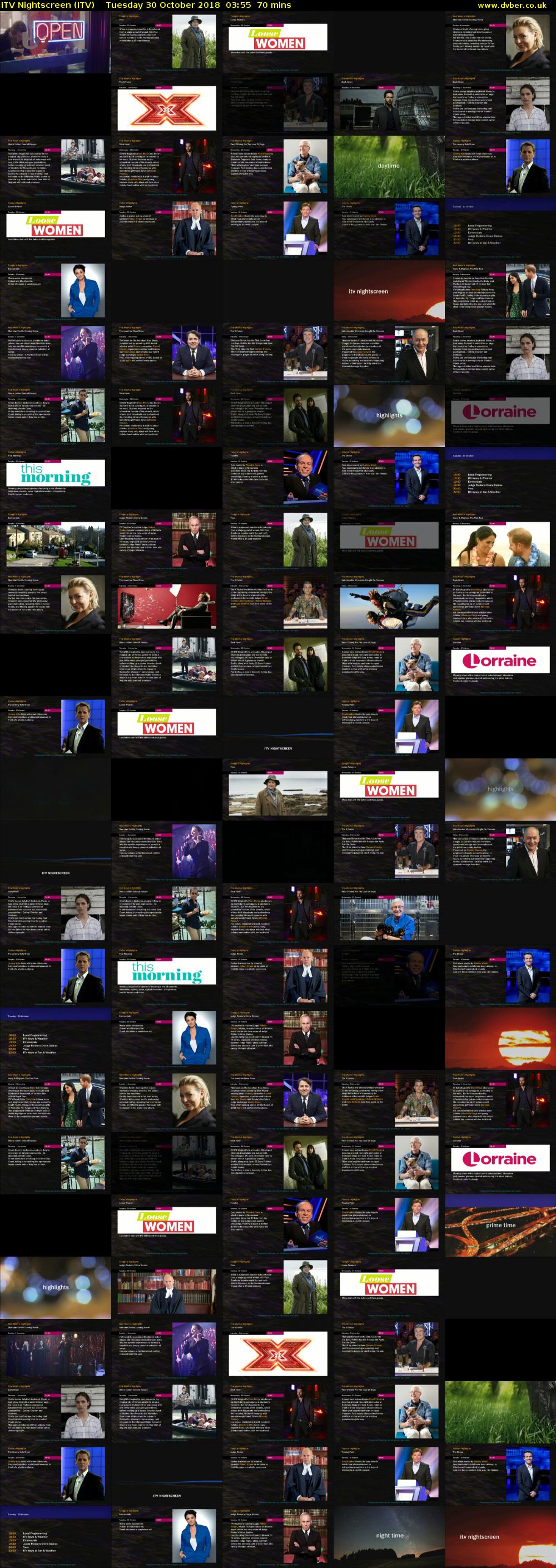 ITV Nightscreen (ITV) Tuesday 30 October 2018 03:55 - 05:05