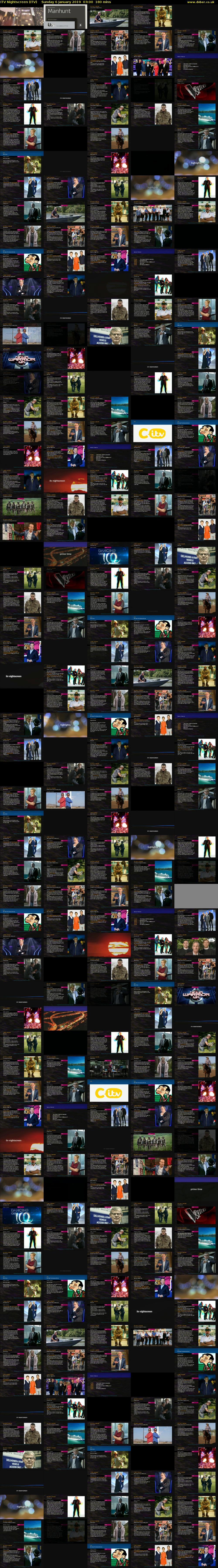 ITV Nightscreen (ITV) Sunday 6 January 2019 03:00 - 06:00