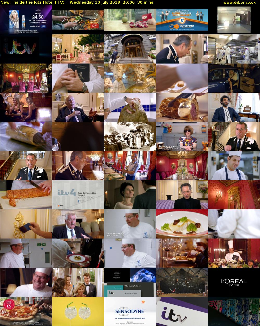 Inside the Ritz Hotel (ITV) Wednesday 10 July 2019 20:00 - 20:30