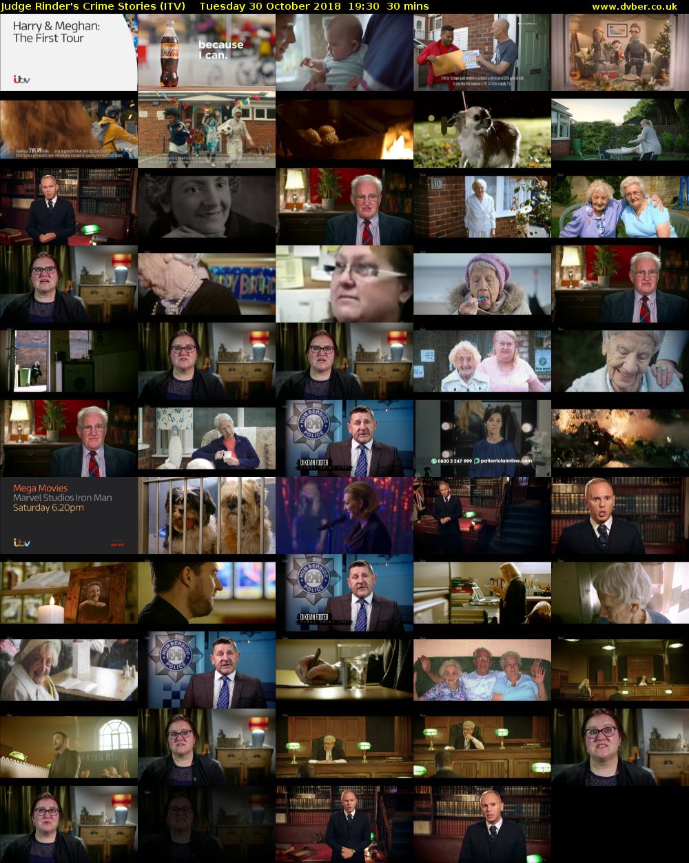 Judge Rinder's Crime Stories (ITV) Tuesday 30 October 2018 19:30 - 20:00