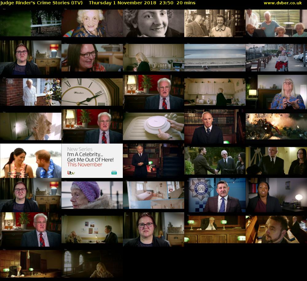 Judge Rinder's Crime Stories (ITV) Thursday 1 November 2018 23:50 - 00:10