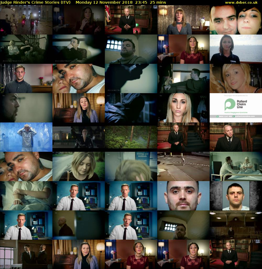 Judge Rinder's Crime Stories (ITV) Monday 12 November 2018 23:45 - 00:10