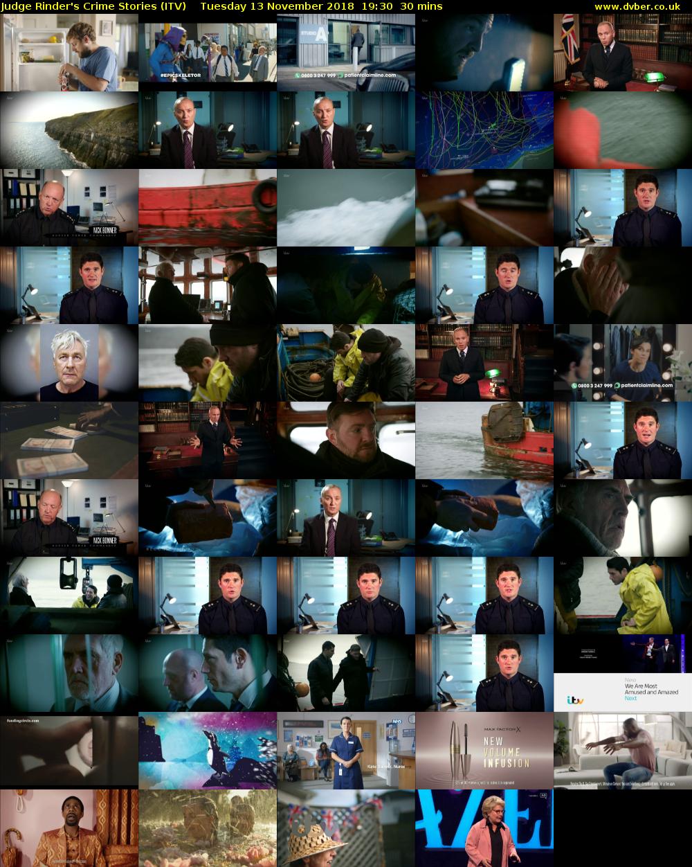 Judge Rinder's Crime Stories (ITV) Tuesday 13 November 2018 19:30 - 20:00