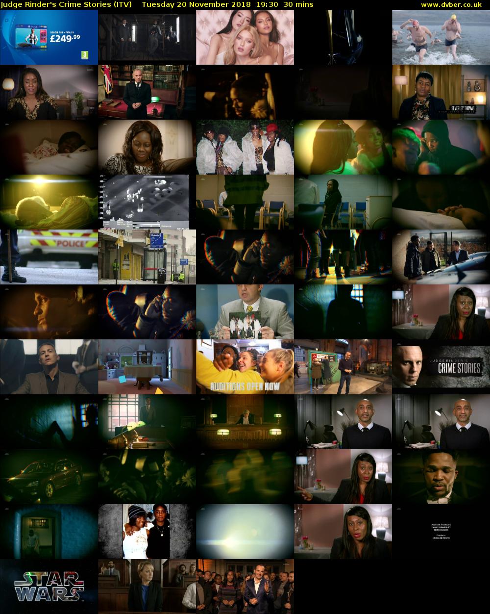 Judge Rinder's Crime Stories (ITV) Tuesday 20 November 2018 19:30 - 20:00