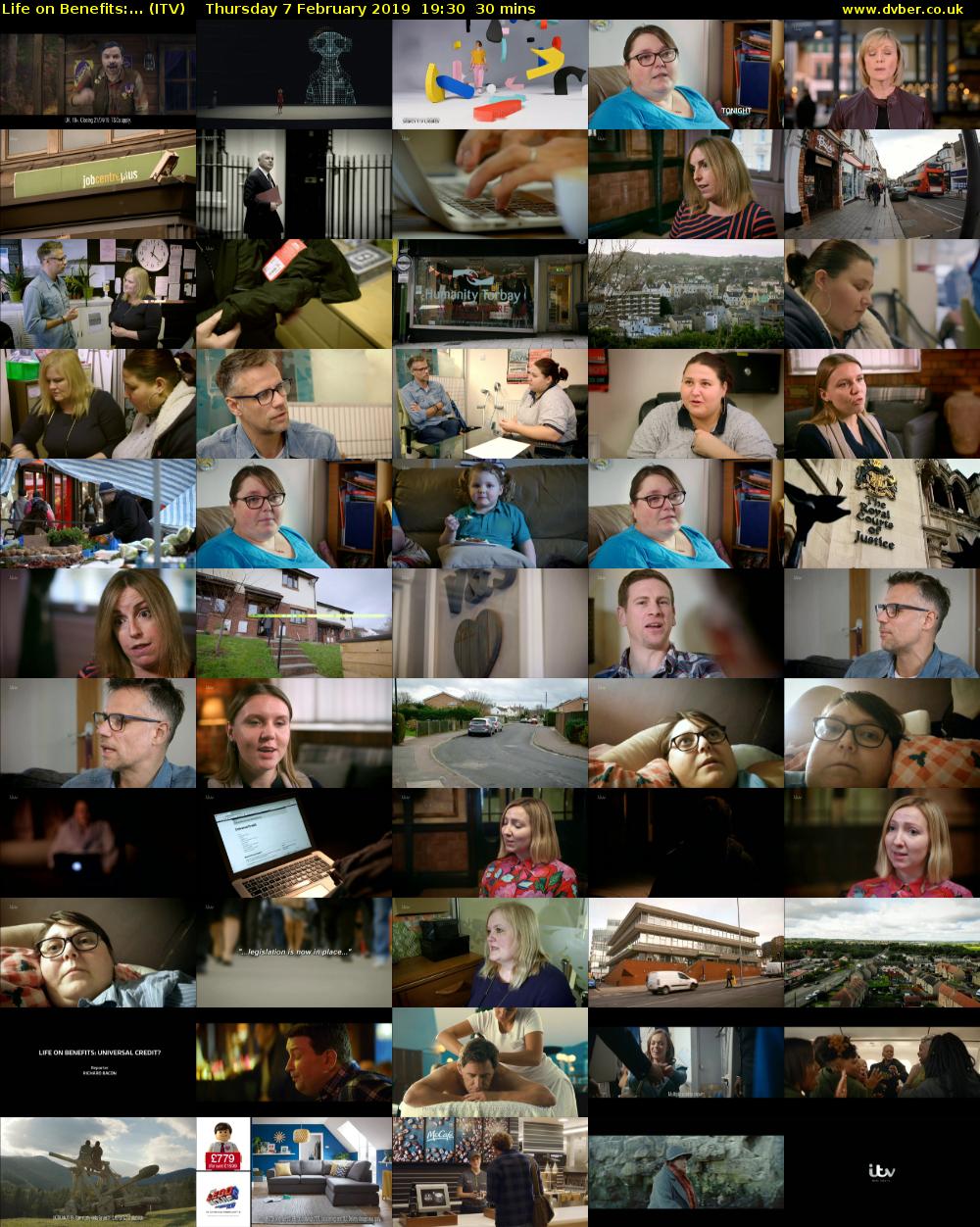 Life on Benefits:... (ITV) Thursday 7 February 2019 19:30 - 20:00