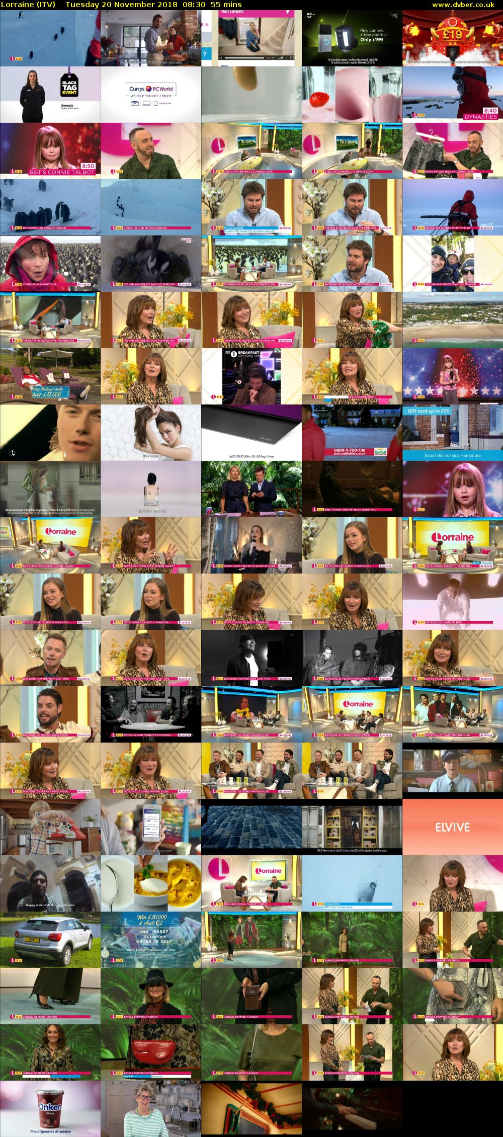 Lorraine (ITV) Tuesday 20 November 2018 08:30 - 09:25