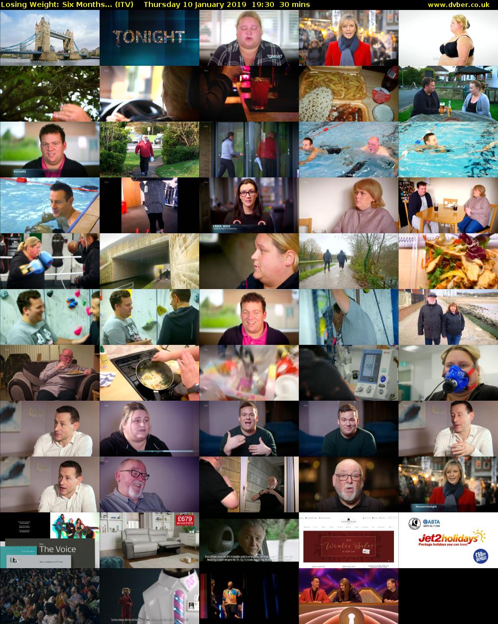 Losing Weight: Six Months... (ITV) Thursday 10 January 2019 19:30 - 20:00