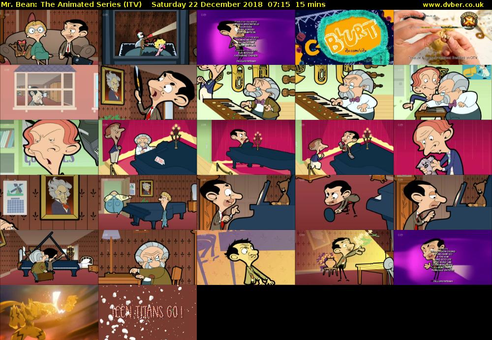 Mr. Bean: The Animated Series (ITV) Saturday 22 December 2018 07:15 - 07:30